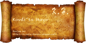 Kováts Hunor névjegykártya